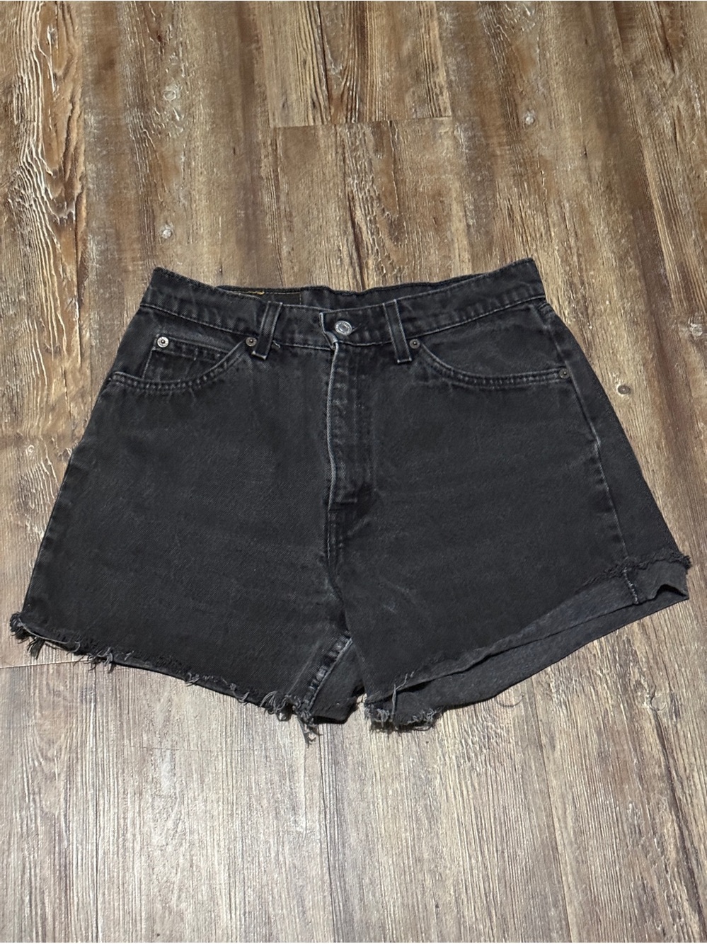 Vintage Levi's 931 Loose Fit Straight Leg Shorts Women's 8 Orange Tab Black Deni
